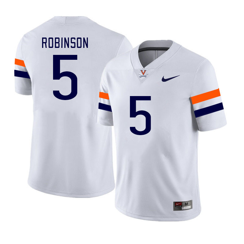 Men #5 Kam Robinson Virginia Cavaliers College Football Jerseys Stitched Sale-White
